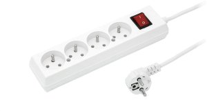 Przedłużacz z wyłącznikiem 4-gniazda z/u 10A 1,5m /OMY 3x1/ biały PS-470WS T-105940 1