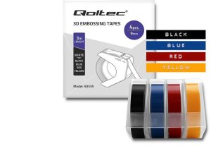 Qoltec Zastaw 4 Taśm 3D do wytłaczarki DYMO Omega 9mm*3m 4 kolory samoprzylepna 1