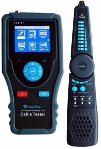 Tester kabli sieciowych RJ45 PREMIUM + 8 terminatorów z funkcją Lokalizatora Par, pomiaru PoE i długości przewodu FORSCHER FS811 1