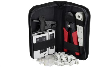 Zestaw narzędzi sieciowych Tester LAN Zaciskara RJ45 Komplet 6 elementów + etui NEKU 1