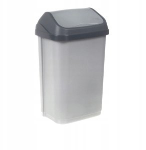 Waste bin with swivel lid 10L Swantje 25 5x19x38cm air silver color 4001515306959 1