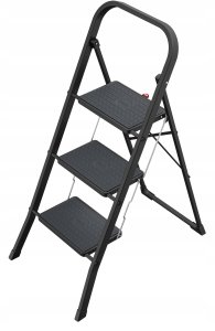 Folding stepladder K44 StandardLine / steel / 3 steps safety handle / black 4007126241733 1