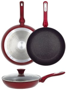 Frying pan Cosmo with glass lid O28cm induction red 24222106 1