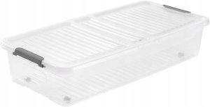Box with lid on wheels underbed box Leo 77x38x16 cm 33L transparent 4052396109740 1