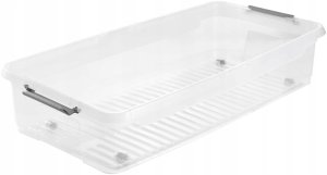 LA-KA-PE Box with lid on wheels underbed box Leo 77x38x16 cm 33L transparent 4052396109740 2