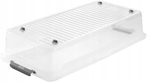 LA-KA-PE Box with lid on wheels underbed box Leo 77x38x16 cm 33L transparent 4052396109740 3