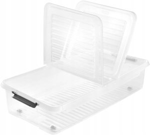 LA-KA-PE Box with lid on wheels underbed box Leo 77x38x16 cm 33L transparent 4052396109740 4