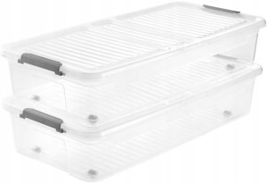 LA-KA-PE Box with lid on wheels underbed box Leo 77x38x16 cm 33L transparent 4052396109740 7