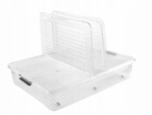 LA-KA-PE Box with lid on wheels underbed box Leo 77x58x16 cm 53L transparent 4052396109764 2