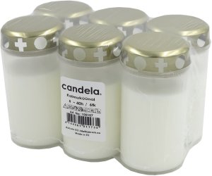 Grave candles with caps 6 pcs. set burning time ~40h white 4744561011735 1