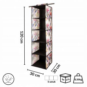 Hanging organizer with 5 shelves 30x30x120cm Floral Beauty 8000303311270 3