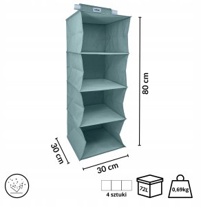 Hanging organizer with 4 shelves 30x30x80cm Mint 8000303317739 3