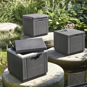 Garden chair/storage box Cube with cushion brown 8711245158372 5