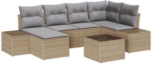 vidaXL Zestaw siedzenia ogrodowego 7 części Beżowy i szary 2