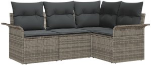 vidaXL Zestaw 4-częściowy sofa ogrodowa Szary 2