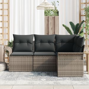 vidaXL Zestaw 4-częściowy sofa ogrodowa Szary 3