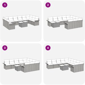 vidaXL Zestaw sof ogrodowych 11 części Szary Rattan 8