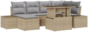 vidaXL Zestaw sof ogrodowych Zestaw 7 Beżowy Rattan 2