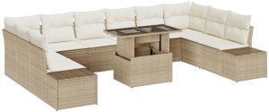 vidaXL Zestaw sofy ogrodowej Zestaw 11 Beżowy, Kremowy 2