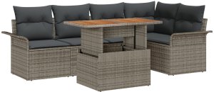 vidaXL Zestaw sofy ogrodowej 6 sztuk Szary Rattan Narożna sofa ogrodowa 2