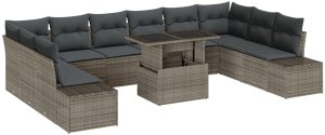 vidaXL Zestaw sofy ogrodowej Zestaw 11 elementów Szary Rattan 2