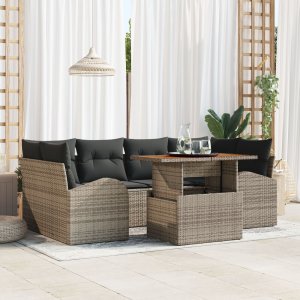 vidaXL Zestaw Sofa Ogrodowa Zestaw 7 Szary, Czarny Aluminium, Olefin 1
