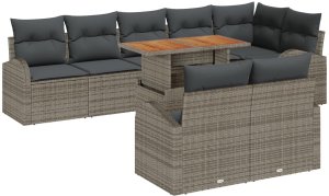 vidaXL Zestaw Sof Ogrodowych 9 Elementów Szary i Brązowy Rattan 2