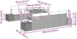 vidaXL Zestaw sof ogrodowych Zestaw 7 Brązowy Rattan 10