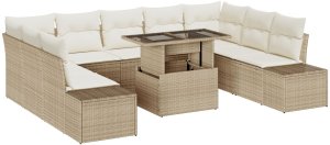 vidaXL Zestaw sof ogrodowych 10 części Beżowy Rattan 2