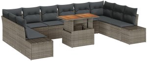 vidaXL Zestaw sofy ogrodowej Zestaw 11-częściowy Szary, ciemnoszary 2
