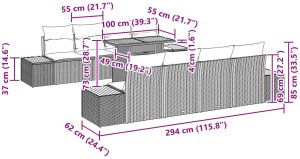 vidaXL Zestaw sof ogrodowych Zestaw 9 Taupe Rattan 10