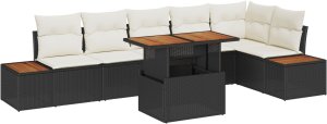 vidaXL Zestaw Sofy Ogrodowej Zestaw 7 Beżowy Poli Rattan 2
