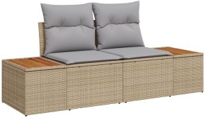 vidaXL Zestaw kanap ogrodowych Zestaw 7-elementowy Beżowy Rattan 4