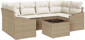 vidaXL Zestaw Ogrodowy 7 Części Beżowy Rattan 2