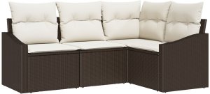 vidaXL Zestaw Sof Ogrodowych Zestaw 4 Brązowy Rattan 2