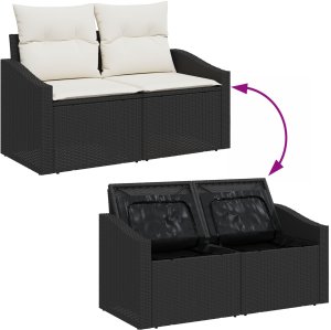 vidaXL Zestaw sof ogrodowych Zestaw 5 Beżowy Rattan, Poliester 9