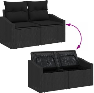 vidaXL Zestaw sof ogrodowych 5 części Czarny Rattan, Stal 9
