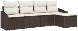 vidaXL Zestaw sof ogrodowych Zestaw 5 Brązowy Rattan 2