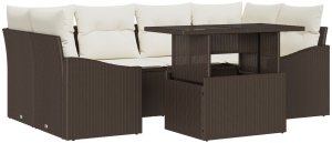 vidaXL Zestaw kanap ogrodowych Zestaw 7 Brązowy Rattan Meble ogrodowe 2