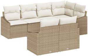 vidaXL Zestaw Sof Ogrodowych Zestaw 7 Beżowy Rattan syntetyczny 2