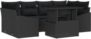 vidaXL Zestaw Sof Ogrodowych Zestaw 7 Czarny Rattan 2