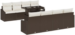 vidaXL Zestaw Sofy Ogrodowej Zestaw 7 Elementów Brązowy i Kremowy 2