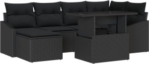 vidaXL 7-częściowy zestaw sof ogrodowych 7-elementowy zestaw Czarny 2