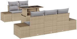 vidaXL Zestaw Sof Ogrodowych Zestaw 6 Beżowy Rattan 2