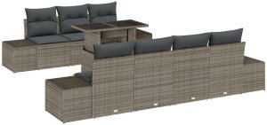 vidaXL Zestaw Sof Ogrodowych 8 Części Szary, Ciemny Wicker 2