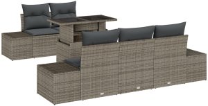 vidaXL Zestaw ogrodowy 6-elementowy Szary Rattan, Poliester 2