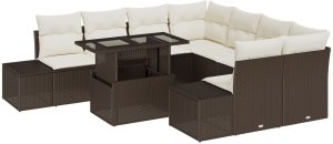 vidaXL Zestaw ogrodowy 9-elementowy Brązowy Rattan 2