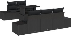 vidaXL Zestaw sof ogrodowych Zestaw 6 Czarny Polietylenowy rattan 2