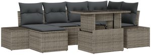 vidaXL Zestaw sofy ogrodowej 7-elementowy Beżowy Rattan, Poliester 2