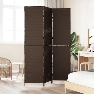 vidaXL Przesłona Pokoju 3 Panele Składana Brązowa 146x180 cm z Polirattanu 3